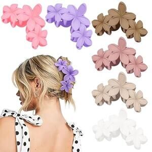 6PCS Big Flower Strong Hold Nonslip Hair Clips for Women
